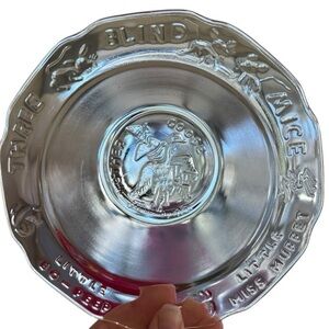 VINTAGE Charming Glass Nursery Rhyme small bowl baby pink shade in light lovely